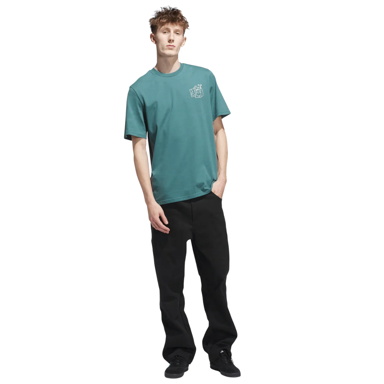 Adidas Skateboarding Shmoofoil Stairs T-Shirt | Teal Green - Image 2
