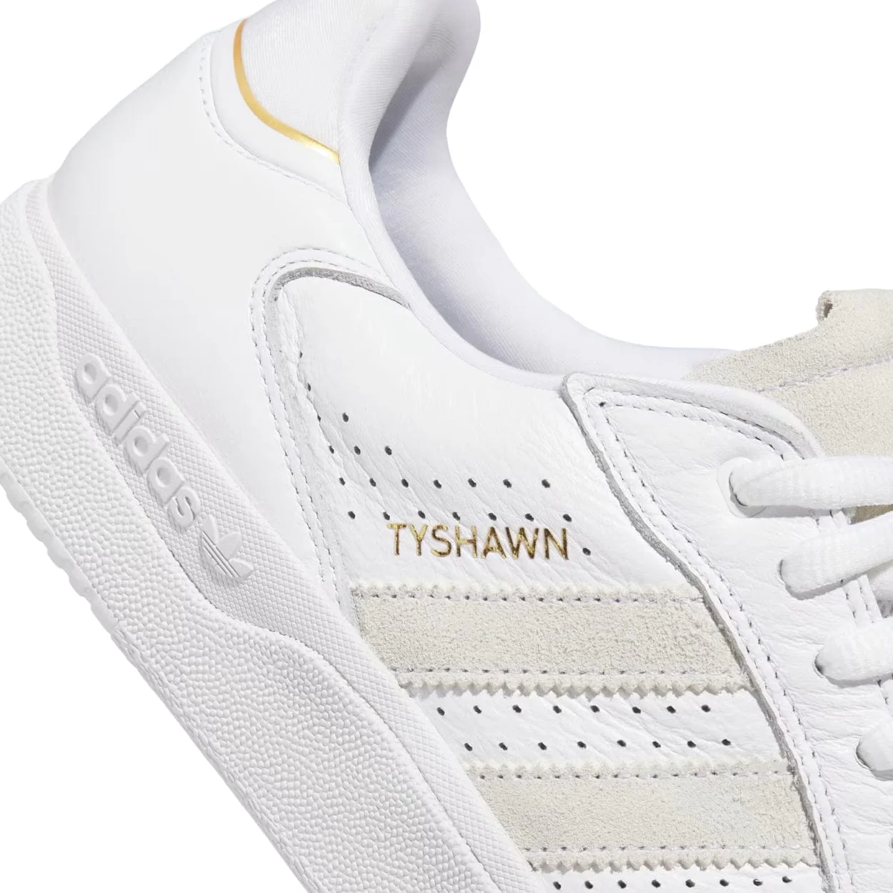 Adidas Tyshawn Low Leather Skate Shoes | Cloud White & Metallic - Image 3