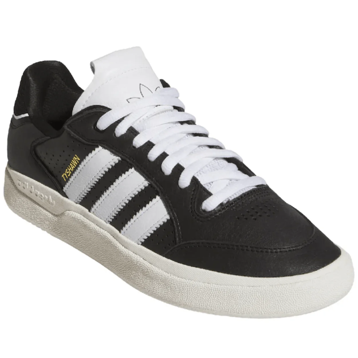 Adidas Tyshawn Low Leather Skate Shoes | Core Black & Chalk White - Image 3