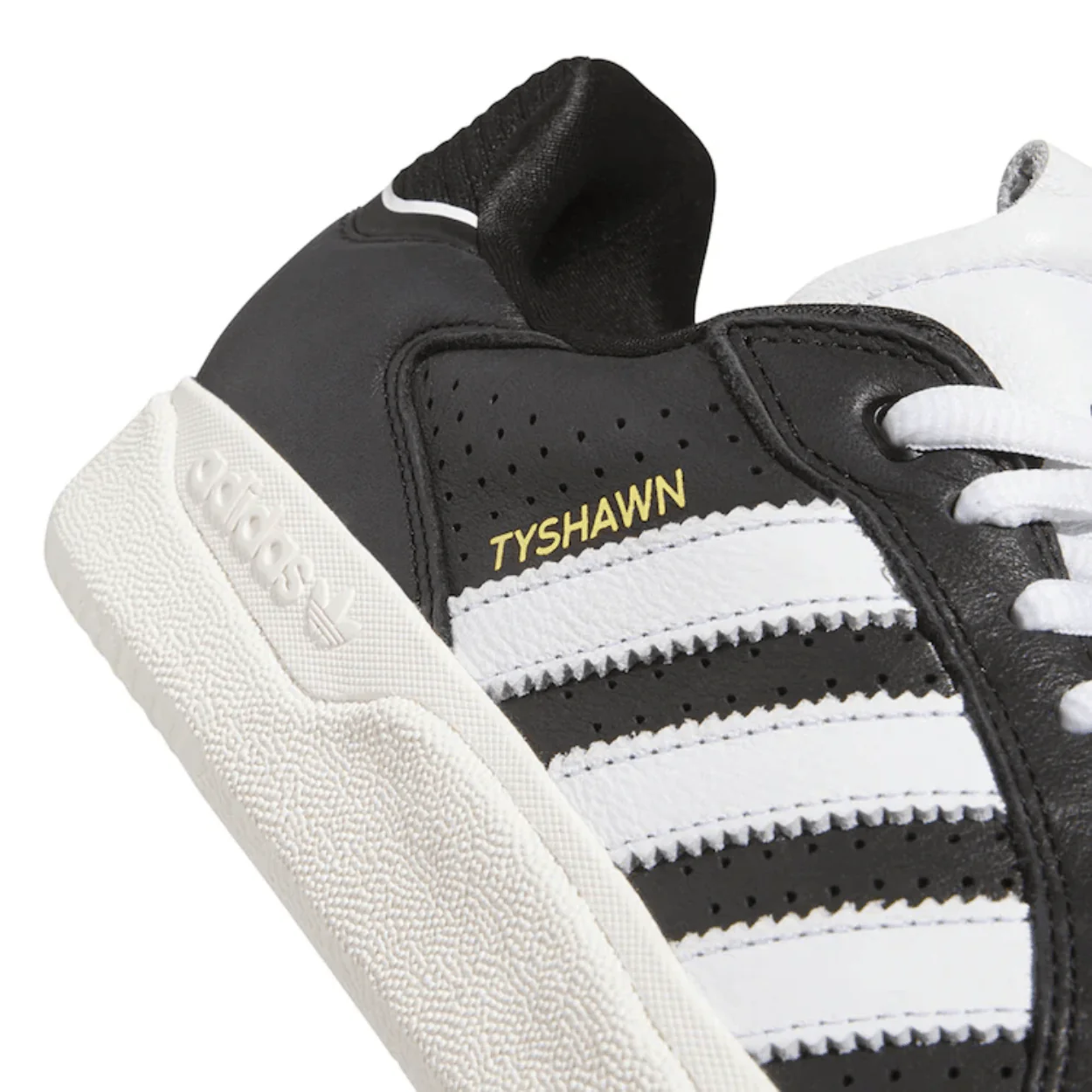 Adidas Tyshawn Low Leather Skate Shoes | Core Black & Chalk White - Image 4