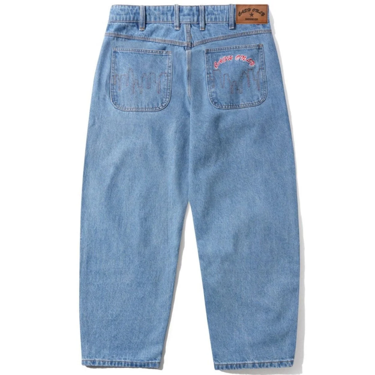 Cash Only Logo Baggy Denim Jeans | Washed Indigo