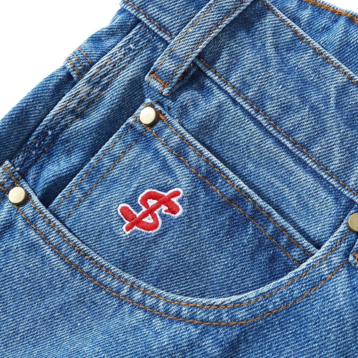 Cash Only Logo Baggy Denim Jeans | Washed Indigo - Image 3