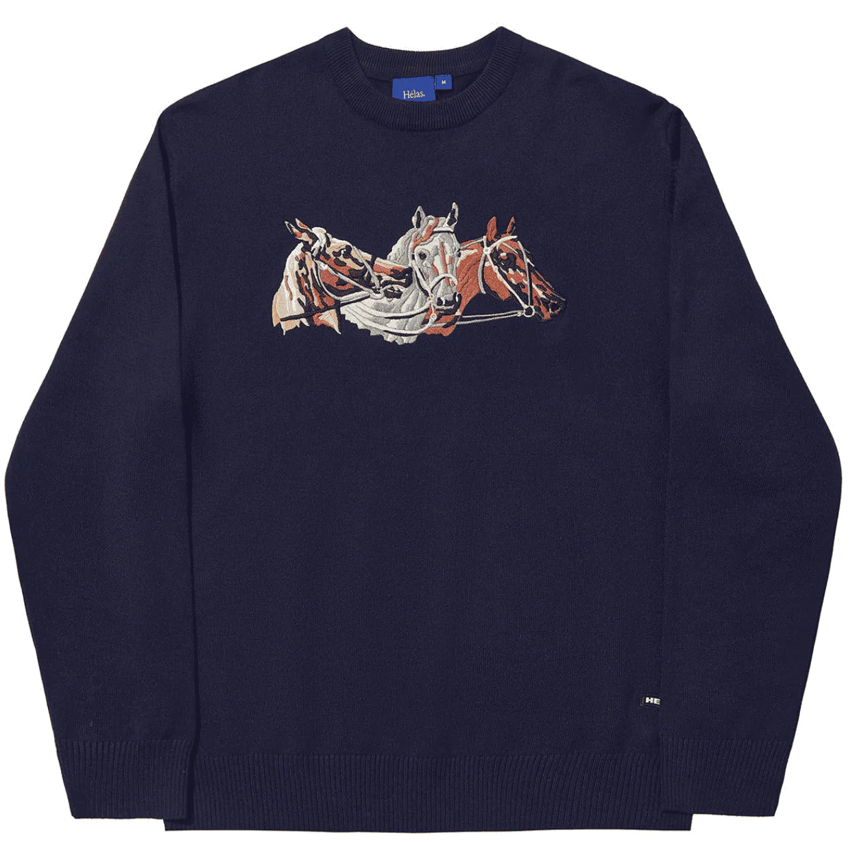 Helas Horses Knit Crewneck | Navy Blue