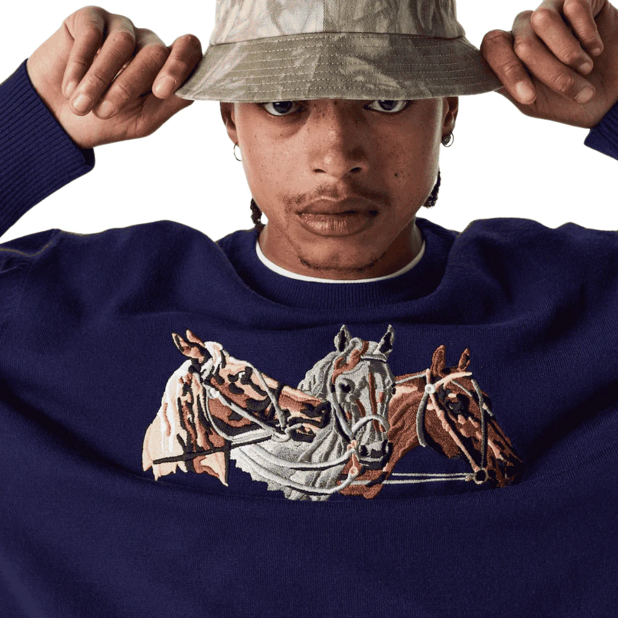 Helas Horses Knit Crewneck | Navy Blue - Image 2