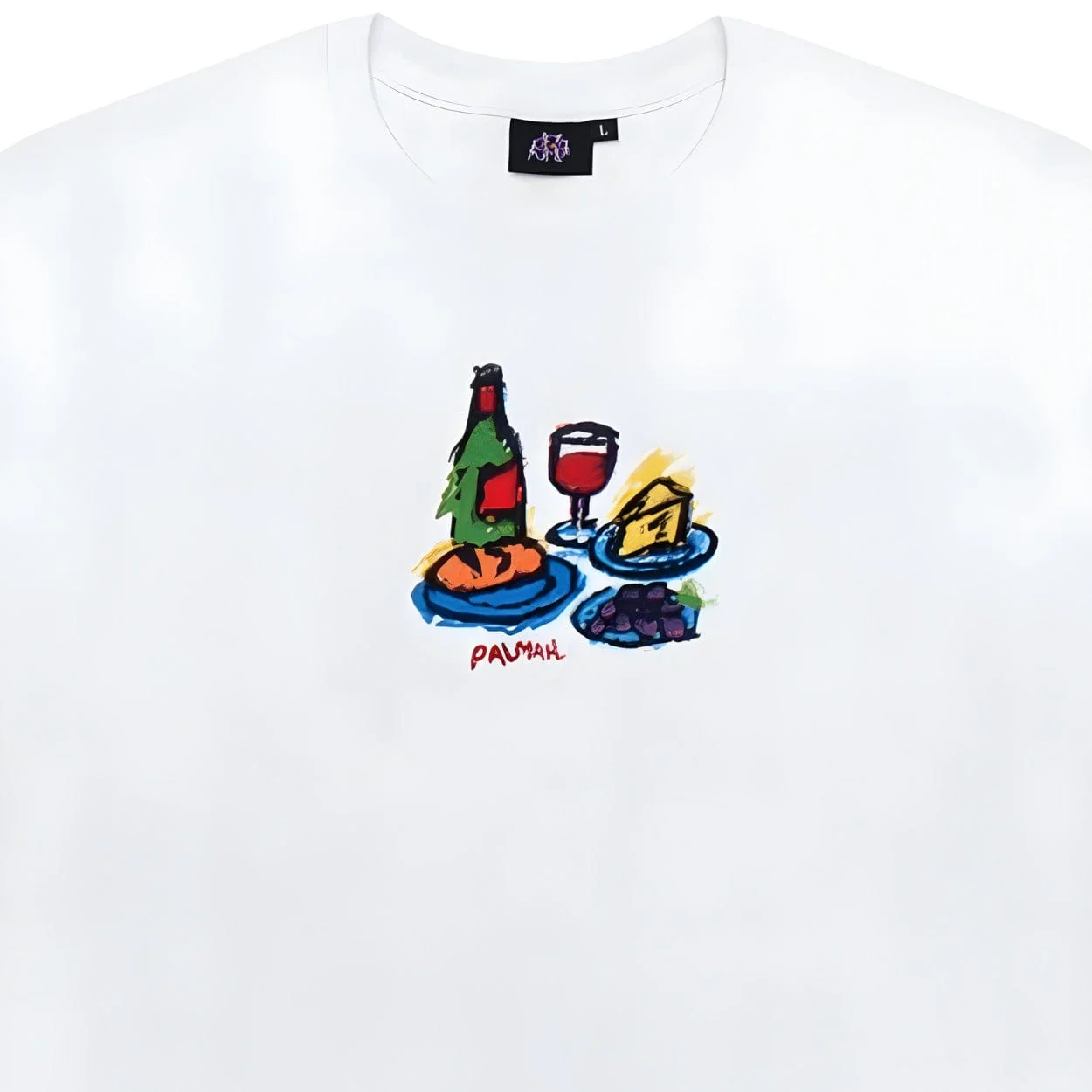 Palmah NZ Breakfast in Bordeaux T-Shirt | White - Image 3